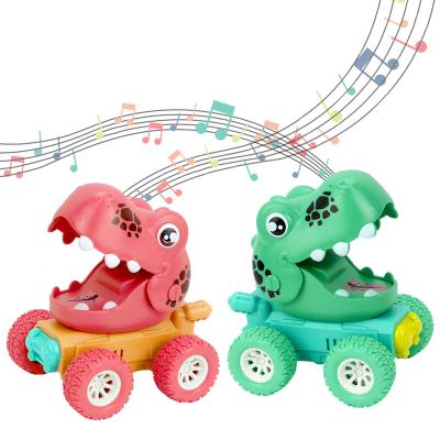 China Children Playing Wholesale Funny Gift Cartoon Children Squeeze Friction Truck Vehicle Inertia Car Toy Dinosaurs for sale