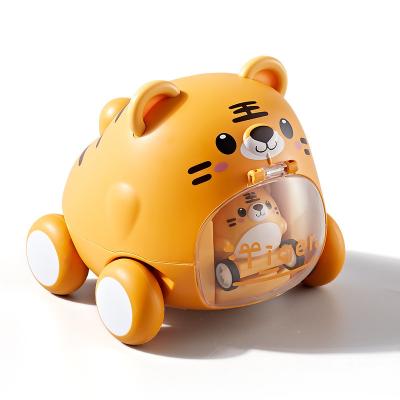 China Children Playing New Design Cute Plastic Mini Cartoon Friction Injection Car Toy Ejection For Children for sale