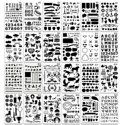 China Children Drawing Writing 24Pcs Education Template Letter Environmental Non-toxic Drawing Number DIY Stencil Hollow Drawing Template for sale