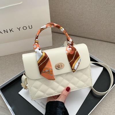 China 2023 daily used the new trend fashion with simple diamond scarf shoulder cross small check silk square lady bags - body bag for sale