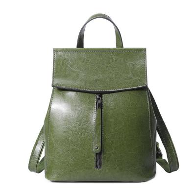 China 2023 new fashion wax popular leather backpack fashion oil cowhide backpack ladies handbag for sale