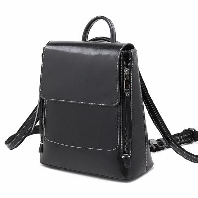 China 2023 New Retro Fashion Leather Women's Backpack Cowhide Oil Wax Bag for sale