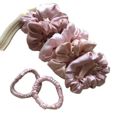 China New style satin European and American hair scrunchies silk ponytail holder scrunchies for women printed hair tie for sale