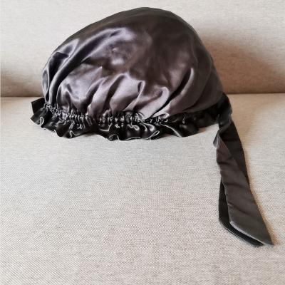 China Custom Sleep Hat Double Sided Logo Soft Satin Bonnet Silk Hood for sale