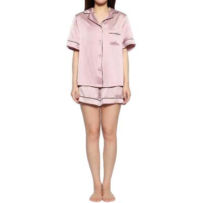 China Custom Color QUICK DRY Short Adult Sleepwear Pink Silk Pajamas Women for sale