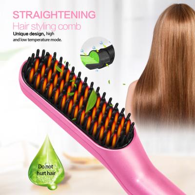 China Competitive Price Comb Travel Hair Brush Outdoor Hair Straightener Hot Comb Hair Straightener Brush Heat Brush for sale