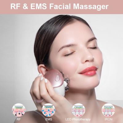 China Portable Handheld Electric Face Lift Beauty Device Face Massage Lifting Tightening EMS RF Anti Aging Instrument Facial Massager for sale