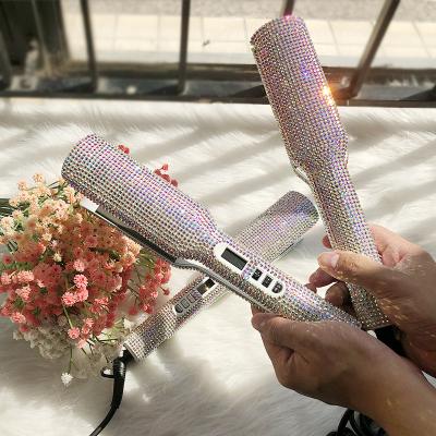 China Amazon Best-selling Diamond Handle Electric Bling Hot Comb Home Heat Pressing Hair Straightener Multifunctional Copper Brush for sale