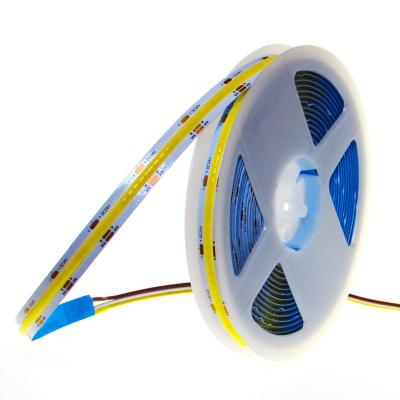 China Flexible Led COB Ra90 24V LED Strip Light Tape 2700-6500k CCT 5M 608Leds/m 10MM Linear Dimming FCob LANDSCAPE Light CCT Led Strip for sale