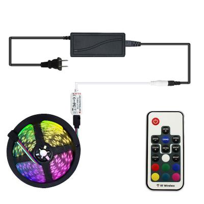 China Warehouse Full Color RGB 5050 5M Flexible Waterproof 150Leds Strip With 17Key RF Controller RGB Remote Strip Light Kit for sale