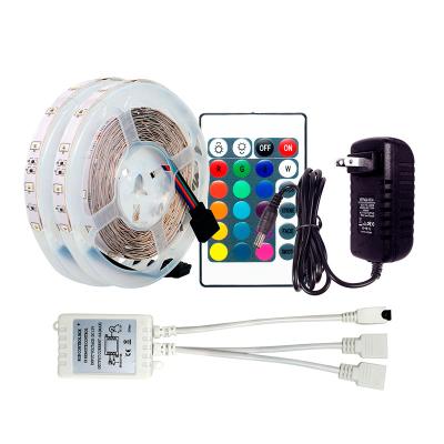 China Factory Wholesale SMD 2835 60led IP65 RGB Waterproof Strip Light Kit 10m 2 Rell DC12V with 24key IR Remote Controller For Home Decoration for sale