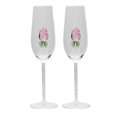 China Wholesale Luxury Wedding Heatable Rose Gold Champagne Glasses Crystal Flutes With Gift Boxes for sale