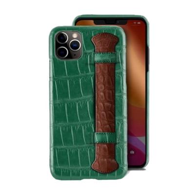 China Fashion shockproof design top grade crocodile skin sleeve for iPhone 13 mini with finger strap for sale