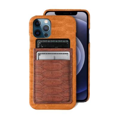 China Exotic New Arrival Card Holder Shockproof Style For Real Python Leather iPhone 13 Sleeve for sale