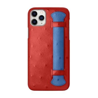 China Hot Selling Shockproof Real Finger Strap Grip Style Ostrich Skin Case For iPhone 13 pro for sale