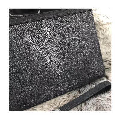 China Clutch Fashion Style Good Quality Exotic Real Stingray Leather Evening Clutch Bag With Crocodile Skin Trim for sale