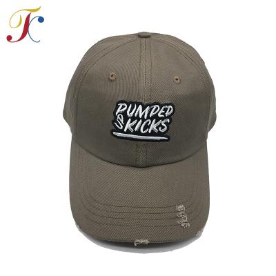 China JOINT Custom Distressed Unstructured Dad Hat Dad Hat With Woven Label Patch for sale