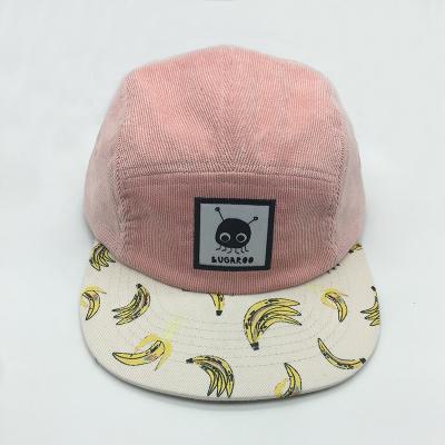 China Wholesale Character Corduroy Kids 5 Panel Hats , Blank 5 Panel Hats With Woven Label for sale