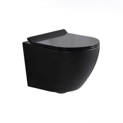 China Matt Black Rimless Bathroom Wall Mount Toilet Cistern Hidden Wall Hung Toilet with CE and Factory Price for sale