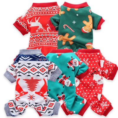 China Wholesale New Stocked Christmas Dog Holiday Sweaters Puppy Clothes Cute Korean Pet Christmas Overalls for sale