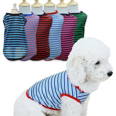 China Stocked Cheap Wholesale Spring And Summer Dog Tank Top Small Pet Tees Various Striped Puppy Shirts for sale