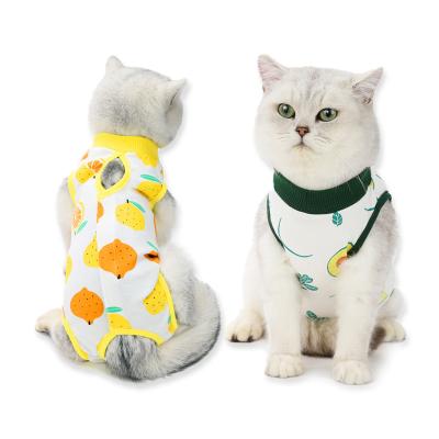 China Stocked Breathable 2021 Abdominal Injury Cotton E-Collar Alternative For Dogs Fruit Cat Recovery Suit for sale