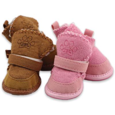 China Viable Cheap Price Dog Shoes With Hook Loop Closure Chihuahua Booties 4Pcs/Set Non-Slip Winter Pet Boots for sale