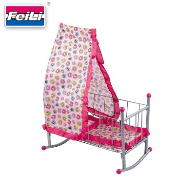 China Feili Toy Factory Direct Selling Metal DIY Baby Swing Cradle/Baby Bed - Doll Cradle for 18