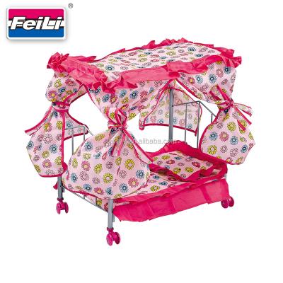 China For Baby DIY Folding Rotating Bed Fei Li Iron Doll Bed Toys - Doll Bed Doll Furniture Toys Set for sale