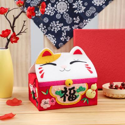 China New funny decorative handmade tissue toy tissue box diy cartoon home eco-friendly material pointing cat tissue box in stock for sale