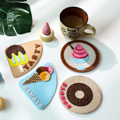 China Good Quality Eco-friendly Material Handmade Custom Wholesale Water Absorbing Tea Cup Coasters DIY Diy Set Coaster Table Coasters For Drink Coffee for sale