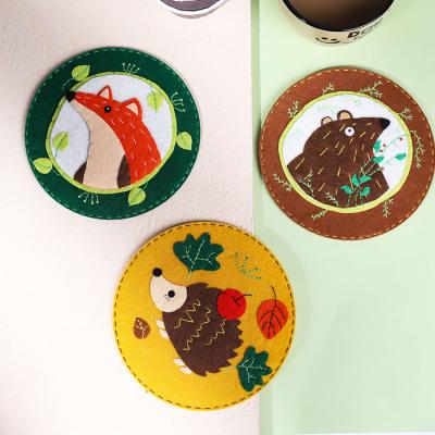 China Cute Cartoon Table Decor Coffee Tea Beverage Acorns Cup Mat Diy Handmade Toy For Luxury Drink Eco-friendly Material Cute for sale