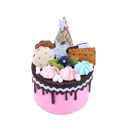 China Eco-friendly Material New Arrivals DIY Handmade Felt Toys Cake Storage Box Kids Gift Education Toy for sale