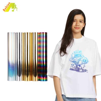 China CLOTHES 75UM Thickness Gold Silver Rainbow Color Hot Stamping Foil Paper On Fabric Clothing For Screen Printing for sale