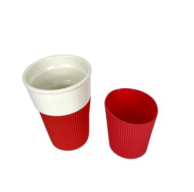 China Sustainable Amazon Silicone Coffee Cup Sleeve / Non-Slip Glass Bottle Sleeve for sale