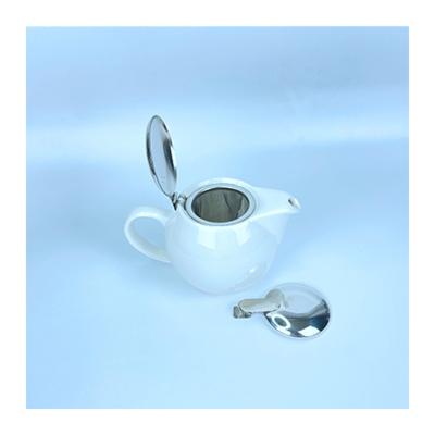 China Viable New Trend Good Price Stainless Steel Round Shape Teapot Silver Pot Flip Lid for sale