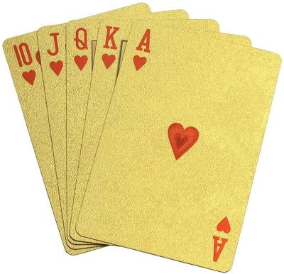 China Entertaiment Gaming Cards Custom Logo Pvc 999.9 Gold Printing Poker Cards Plastic Playing Cards for sale