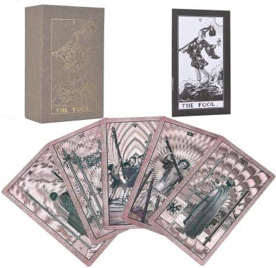 China Wholesale Tarot Card Deck Gold Foil Plastic Oracle Tarot Cards Bundle With Guidebook for sale