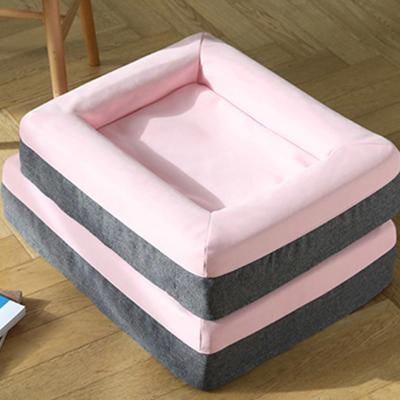 China Breathable Portable Chew Proof Plant Warm Fluffy Memory Foam Dog Beds Square Anti Worry for sale