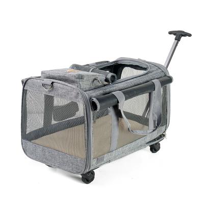 China Newly Design Breathable Trolley Pet Stroller Dog Carrier With Removable Wheels for sale