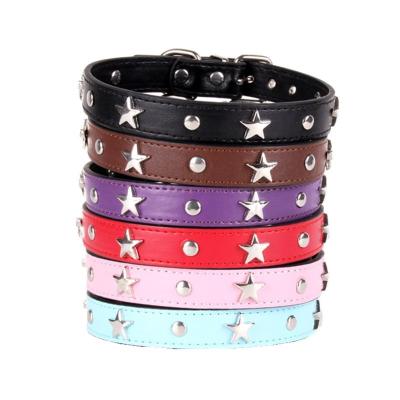 China Personalized INS Style Leather Dog Collar Pet Supplies Five Star Pointed Dog Leash for sale