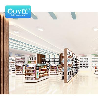 China Wooden Attractive Store Pharmacy Store Display Stand Furniture Medical Metal Store Counter Interior Design for sale