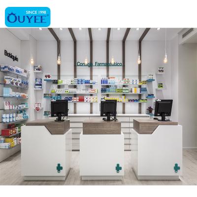 China Modern Pharmacy Interior Design Retail Store Pharmacy Counter Furniture Pharmacy Pharmacy Counter Customized for sale