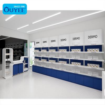 China Latest Pharmacy Shop Pharmacy Interior Design Pictures Counter Display Medical Pharmacy Shelves Shop Counters for sale