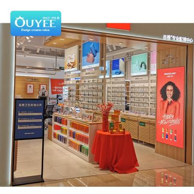 China Optical Shop Display Customized Brand Wooden Optical Shop Display Stand Wall Mounted for sale