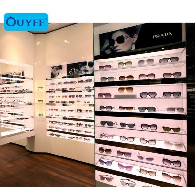 China Ouyee New Optical Shop Furniture Eyewear Showcase Locking Sunglass Display Optical Shop Interior Design for sale