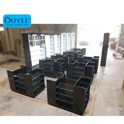 China Comestic Store Design Wooden Wholesale Cosmetics Shop Display Showcase Fit Wall Display for sale