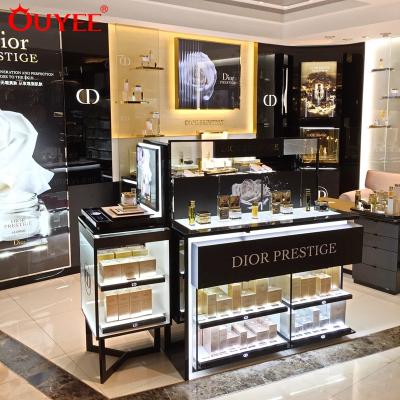 China Perfume Wooden Cosmetic Shop Counter Design High End Perfume Showcase Perfume Shop Display Fixture for sale