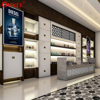 China Perfume Shop Fittings Perfume Glass Display Showcase Perfume Store Interior Design Intelligent Perfume Display Cabinet for sale