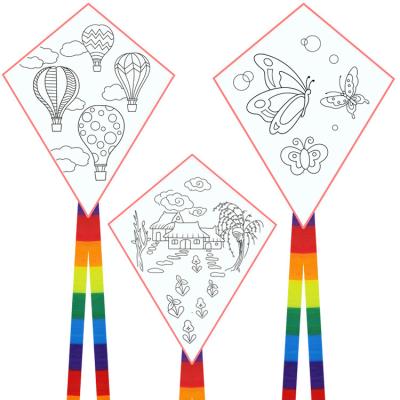 China China Factory Wholesale Polyester Customized DIY Drawing Kites To Paint 50m String Outdoor Activities for sale